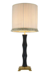 Lampe de table années 20 en laiton et cuir noir Chantal - Lampe de table by Estro
