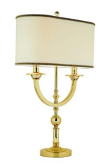 Lampe de table en bronze poli et abat-jour à galons Regency - Lampe de table by Estro