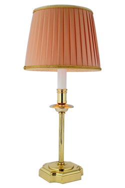Bedside lamp in polished bronze and salmon pink lampshade Boston - Table lamps by Estro