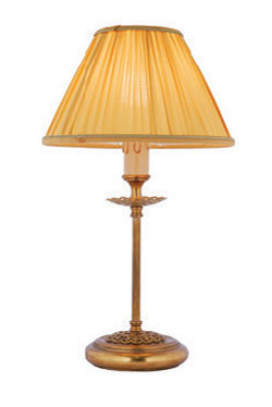 Bedside lamp in polished bronze with openwork cup, pleated fabric lampshade Adara - Table lamps by Estro