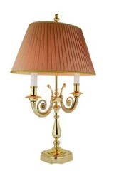 Double table lamp in twisted aged bronze and salmon pink pleated fabric Boston - Table lamps by Estro