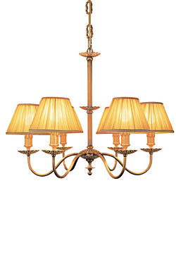 Lustre à six lumières en bronze vieilli et tissu plissé Adara - Lustre by Estro