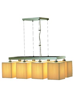 Shaula lustre contemporain 8 lumières en tissu plissé beige - Lustre by Estro