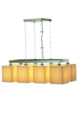 Shaula lustre contemporain 8 lumières en tissu plissé beige - Lustre by Estro