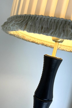 1920s brass and black leather table lamp Chantal