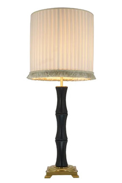 1920s brass and black leather table lamp Chantal - Table lamps by Estro
