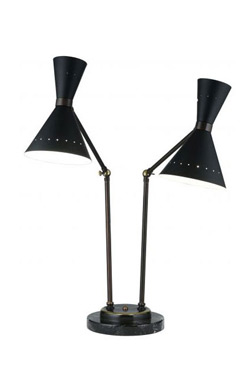 Black table lamp with 2 articulated lights Diva - Table lamps by Estro