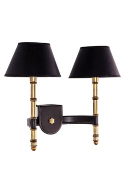 Custer wall lamp two lights black and leather - Wall lights by Estro