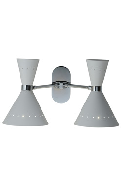Diabolo double wall light, white and chrome, Diva - Wall lights by Estro