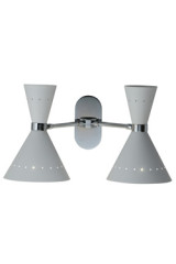 Diabolo double wall light, white and chrome, Diva - Wall lights by Estro