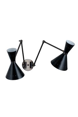 Diva double wall lamp Stilnovo Italian black and patinated bronze - Wall lights by Estro
