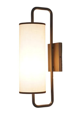 Regina bronze cylinder wall light with fabric shade - Wall lights by Estro