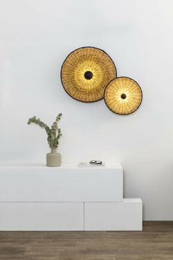 Applique ronde en rotin Costas 600 saillie 7cm