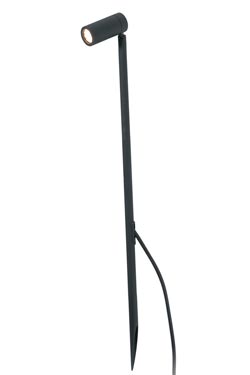 Black outdoor beacon with cylindrical spot on large pointed stem Seth  - Exterior path & step lighting by Faro
