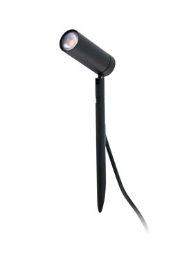 Black outdoor beacon with cylindrical spot on small pointy stem Seth  - Exterior path & step lighting by Faro