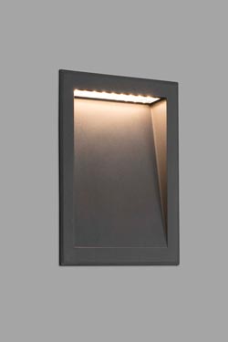 Outdoor Wide Recessed step light Dark Gray large Rectangle  - Exterior path & step lighting by Faro