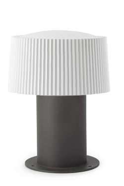 Lampe de jardin en aluminium gris et verre blanc plissé - Lampe d'extérieur by Faro