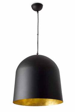 Crater - designer pendant black outside, gold inside  - Pendants by Faro