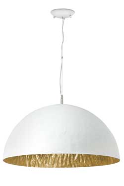 Magma P large white fibreglass pendant with gold-finish interior - Pendants by Faro