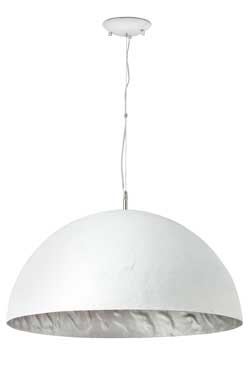 Magma P large white fibreglass pendant with silver-finish interior - Pendants by Faro