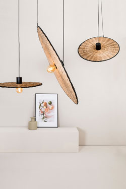 Suspension en disque de rotin naturel Costas 600