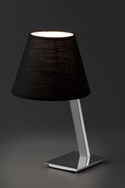 Moma chrome and black fabric designer table lamp 