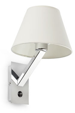 Moma 1 chrome and white fabric designer wall light - Wall lights by Faro