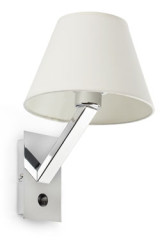 Moma 1 chrome and white fabric designer wall light - Wall lights by Faro