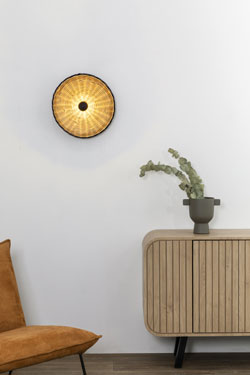 Round wall lamp in rattan Costas 400, projection 7 cm