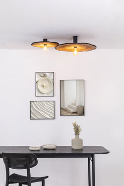 Round wall lamp in rattan Costas 400, projection 7 cm