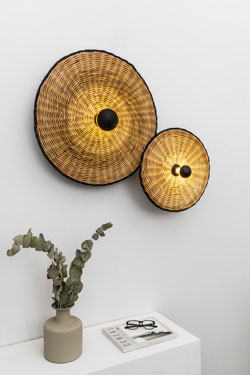 Round wall lamp in rattan Costas 600, projection 7 cm