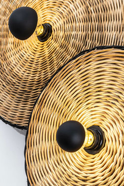 Round wall lamp in rattan Costas 600, projection 7 cm