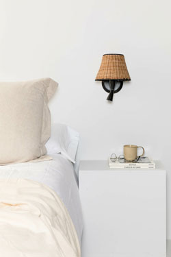Sumba wall lamp + LED reading light in rattan