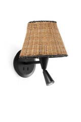 Sumba wall lamp + LED reading light in rattan - Wall lights by Faro