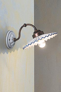 Applique en céramique blanche et bleue C198 - Applique by Ferroluce Classic