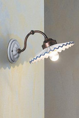 Applique en céramique blanche et bleue C198 - Applique by Ferroluce Classic