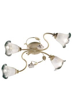 Siena ceramic floral ceiling light glass and brass 3 lights