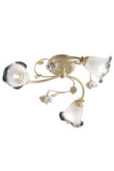 Siena ceramic floral ceiling light glass and brass 3 lights - Ceiling lights by Ferroluce Classic