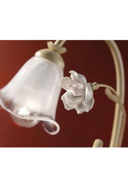 Small floral ceiling lamp in ceramic, glass and brass Siena