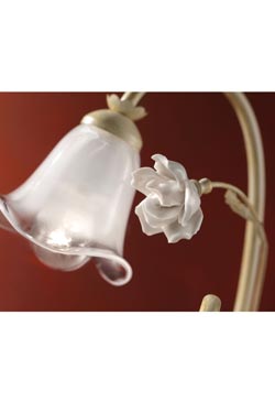 Floral chandelier in ceramic, sfumato glass and brass Siena