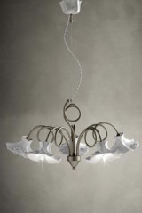 5-light chandelier in white ceramic Lecco - Chandeliers by Ferroluce Classic