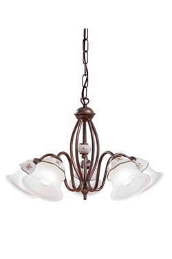 Ferrara lustre campagne 5 cloches blanches 