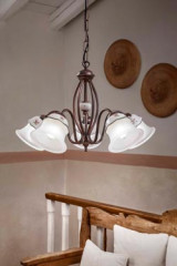 Ferrara lustre campagne 5 cloches blanches  - Lustre by Ferroluce Classic
