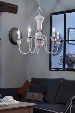 Lustre chandelier 5 lumières en céramique San Remo - Lustre by Ferroluce Classic