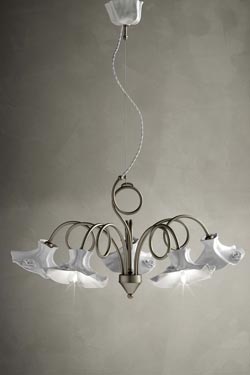 Lustre 5 lumières en céramique blanche Lecco - Lustre by Ferroluce Classic