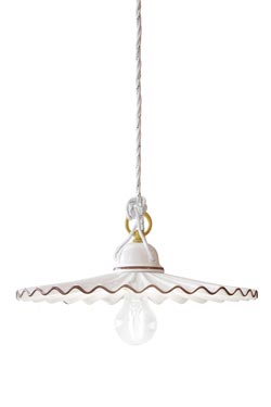 L'Aquila white ceramic pleated pendant 41cm
