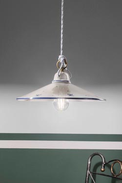 Asti ceramic pendant with blue floral design 35cm - Pendants by Ferroluce Classic