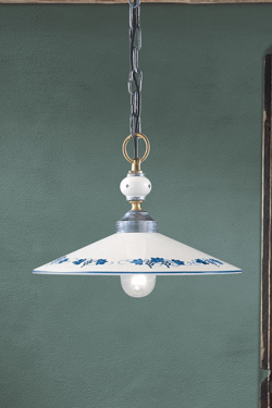 Ceramic pendant with blue vine motif Asti - Pendants by Ferroluce Classic