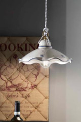 Retro romantic white and blue ceramic pendant Belluno - Pendants by Ferroluce Classic