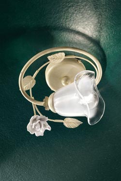 Petit plafonnier floral en céramique, verre et laiton Siena - Plafonnier by Ferroluce Classic